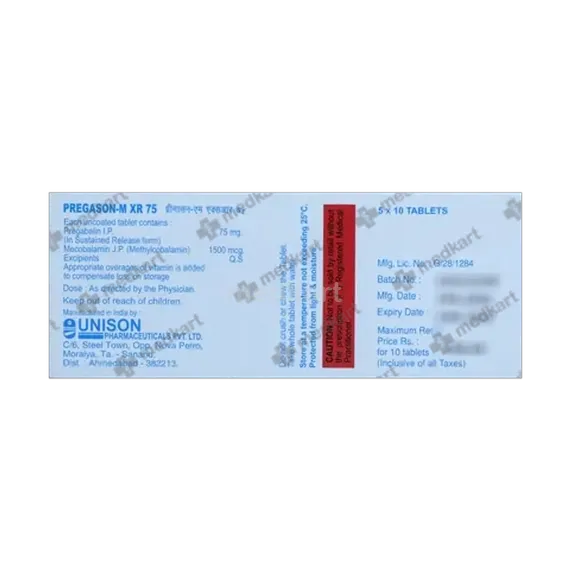 pregason m xr 75mg tablet 10's